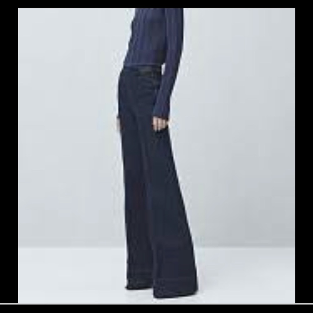 Zara Wide Leg Flare Denim Pants